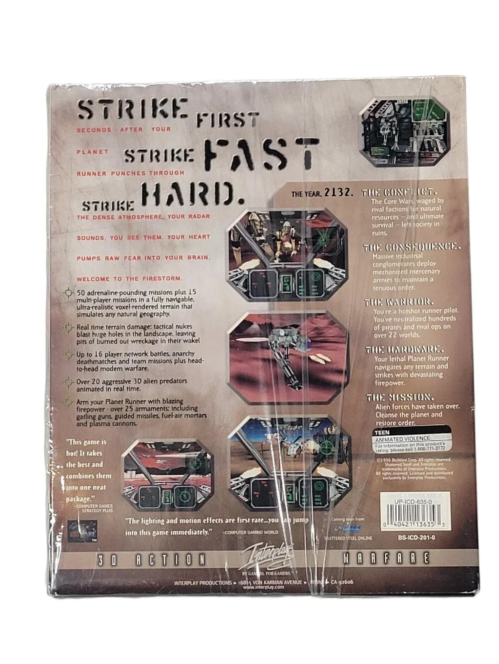Shattered Steel PC Big Box Interplay Mechs CD Rom Game New Damaged Cellophane